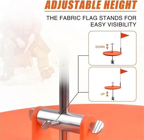 Ice Fishing Tip Up 1Pcs Ice Fishing Tip-Up Rod with Foldable Orange Flag, Winter Tackle in Kuwait