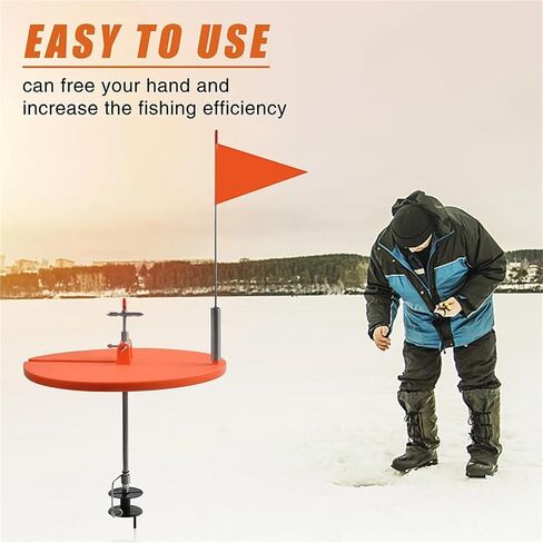 Ice Fishing Tip Up 1Pcs Ice Fishing Tip-Up Rod with Foldable Orange Flag, Winter Tackle in Kuwait