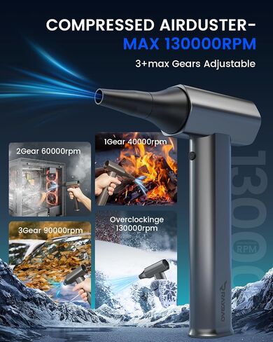 Electric Air Duster, Brushless Powerful Motor, Blower for PC Keyboard, Car in Kuwait