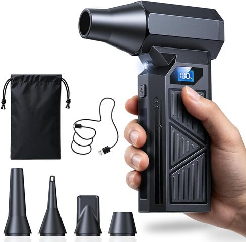 Compressed Air Duster,160000RPM Ultra Powerful Brushless Cordless Blower,4 Speed Mini Air Duster with LED,Rechargeable Dust Remover for PC,Keyboard,Car,Household & Outdoor Cleaning in Saudi Arabia