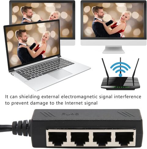 RJ45 Ethernet Splitter 1 to 4 Port Network Cable Adapter for Laptop Desktop Internet Sharing in Kuwait