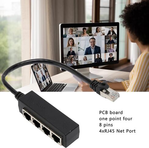 RJ45 Ethernet Splitter 1 to 4 Port Network Cable Adapter for Laptop Desktop Internet Sharing in Kuwait