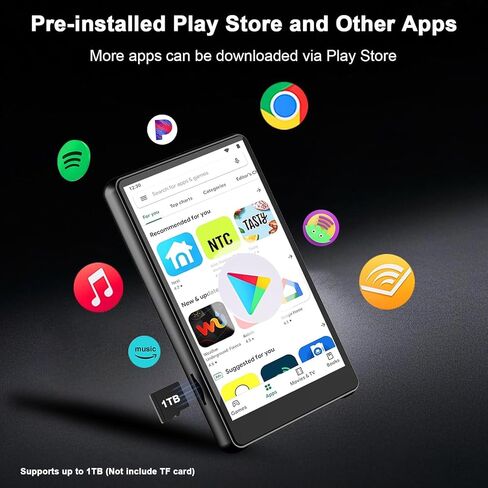 MP3 Player with Bluetooth and WiFi, 4" Touch Screen Music Player with Spotify, Play Store, Pandora, Audible, Amazon Music, Android MP4 MP3 Player in Kuwait