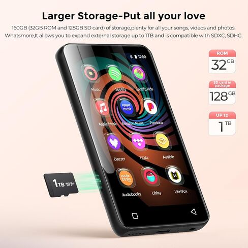 160GB innioasis MP3 Player with Bluetooth and WiFi, Android Music Player with Spotify,Amazon Music,Pandora,APP Store, 4" Full Touch Screen MP3 Player with Audible,Libby,Audiobooks(Grey) in Saudi Arabia