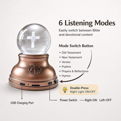 KJV Audio Bible Night Light Player، هدية مسيحية مع توهج دافئ in Kuwait