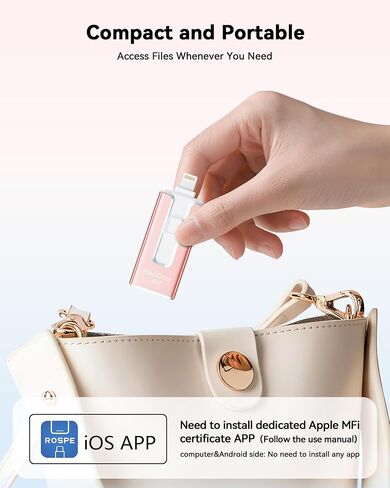 MFi Certified 3 in 1 Type-C USB Memory Stick Thumb Drive for Photos Videos Storage (Pink) in Kuwait