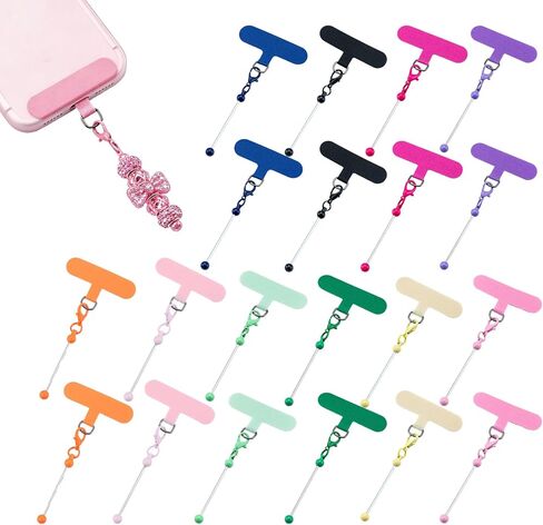 20 Packs Beadable Phone Charms with Colorful Bar Tether Tap Universal Lanyard Patch Accessories for Cell Mobile Phone in Saudi Arabia
