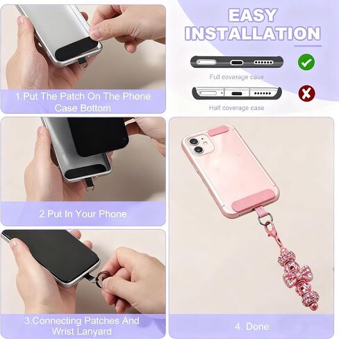 20 Packs Beadable Phone Charms with Colorful Bar Tether Tap Universal Lanyard Patch Accessories for Cell Mobile Phone in Saudi Arabia