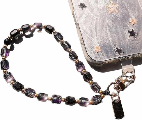 Sparkling Purple Crystal Bead Cell Phone Charm for Women - Cute Cellphone Wrist Strap for iPhone 17 Pro Max & Most Smartphones, Anti-Lost Lanyard Wristlet Detachable Chain Bracelet for Girls in Kuwait