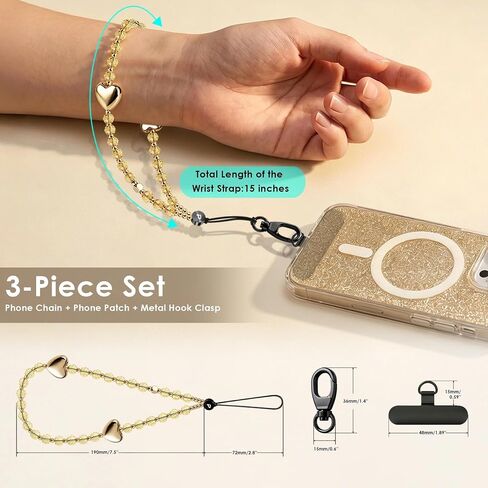 Bling-Bling Phone Charm Strap with Metal Tether Tab in Kuwait