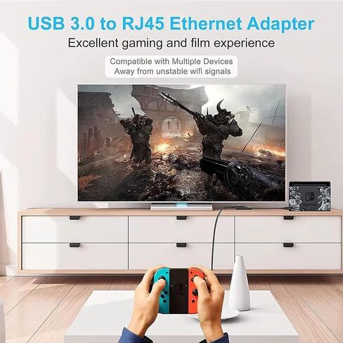 محول USB إلى إيثرنت، يدعم نينتندو سويتش، محول شبكة جيجابت RJ45 إلى USB 3.0 بسرعة 1 جيجابت في الثانية، تصميم محمول، التوصيل والتشغيل، متوافق مع أنظمة التشغيل Windows وmacOS وLinux (USB 3.0 النوع C) in Kuwait