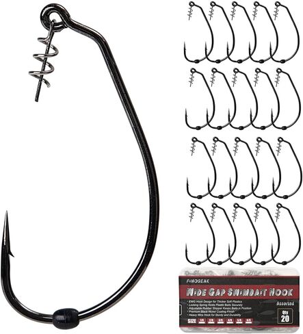 EWG Swimbait Hooks with Screw Lock, 20Pcs Bass Hooks 1/0-6/0 in Saudi Arabia