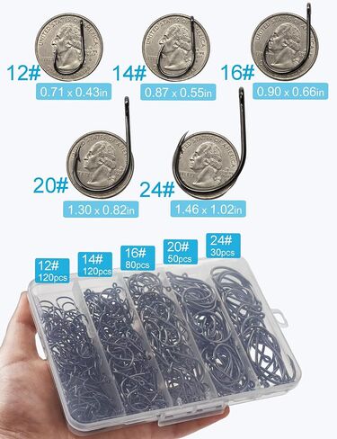 Fishing Hooks Assortment Kit, 400pcs Large Size, 12# - 24# in Saudi Arabia