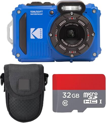 Kodak PIXPRO WPZ2 Rugged Waterproof Digital Camera Bundle with Black Point & Shoot Case + 32GB microSDHC Card (Yellow) Bundle (3 Items) in Kuwait