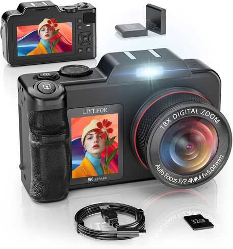 5K Digital-Cameras for Photography, 80MP 18X Zoom Charcoal Black in Kuwait