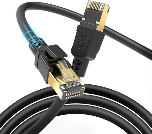 BUSOHE Cat 8 Ethernet Cable 15FT, High Speed 40Gbps 2000Mhz Cat8 Cable with Gold Plated RJ45 Connector, Heavy Duty LAN Network Internet Cable S/FTP in Kuwait