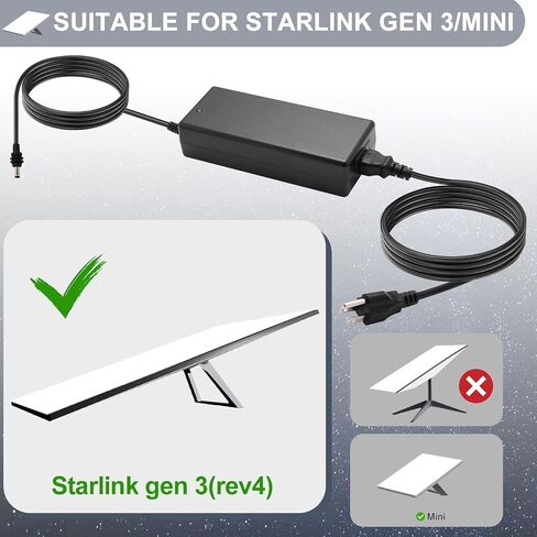 48V Power Supply for Starlink Gen 3 & Mini, AC/DC Charger with Power Cord, 144W Adapter Replacement Accessory, Compatible with Standard Gen 3 and Mini Systems in Saudi Arabia