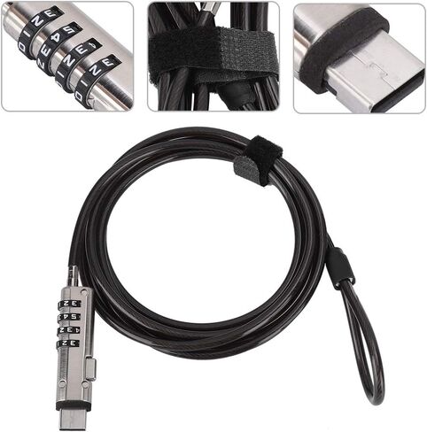 Bewinner 4 Digit Password Computer Lock Security Cable Lock for Laptop Notebook - Anti Theft Steel Cable with 360° Rotating Head, Compatible with Standard Security Slot (74.8 in Saudi Arabia