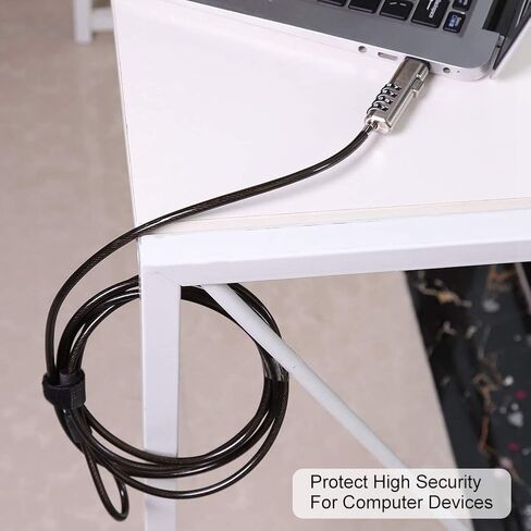 Bewinner 4 Digit Password Computer Lock Security Cable Lock for Laptop Notebook - Anti Theft Steel Cable with 360° Rotating Head, Compatible with Standard Security Slot (74.8 in Saudi Arabia