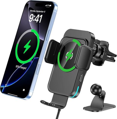 Wireless Car Charger, 15W Car Phone Holder Charger for iPhone 17 16 Series in Saudi Arabia