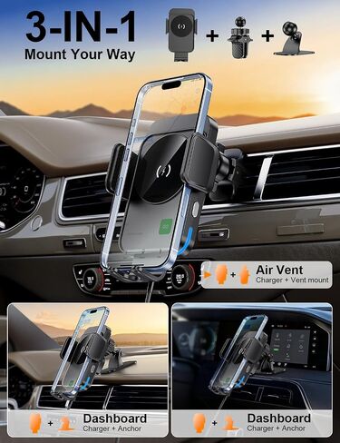 Wireless Car Charger, 15W Car Phone Holder Charger for iPhone 17 16 Series in Saudi Arabia