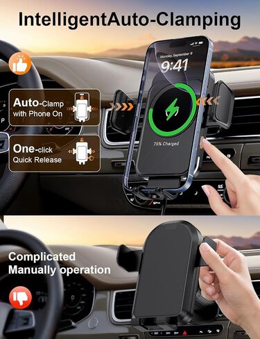 Wireless Car Charger, 15W Car Phone Holder Charger for iPhone 17 16 Series in Saudi Arabia