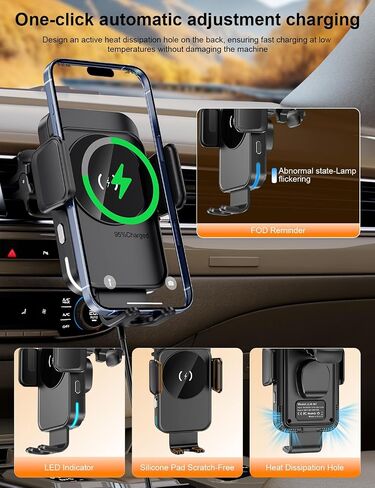 Wireless Car Charger, 15W Car Phone Holder Charger for iPhone 17 16 Series in Saudi Arabia
