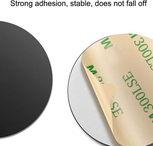 Universal Metal Plate with Adhesive for Magnetic Car Phone Holders, Wall, Magnets. Round Disk Iron Sheets (Black,10 Pack) in Kuwait
