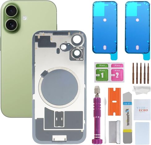 Back Glass Replacement for iPhone 17(6.3 inches,Black) Integrated Glass & Magnet & Metal Phase Ring Repair Tools are Included in Saudi Arabia