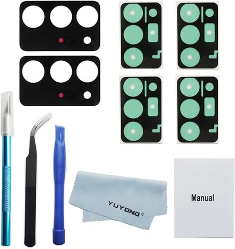 OEM Original New Rear Back Camera Glass Lens Replacement for Samsung Note 20 Ultra 5G (All Carriers) with Repair Tools Kit Mystic Black (Total 2pcs Glass Lens with 4pcs Sticker) in Saudi Arabia