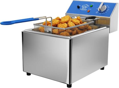 TOPKITCH 6L Electric Deep Fryer with Removable Oil Container and Handle, Solid Wire Mesh Basket and Lid, Lightweight Commercial Countertop Fryers - 120V 1800W in Kuwait