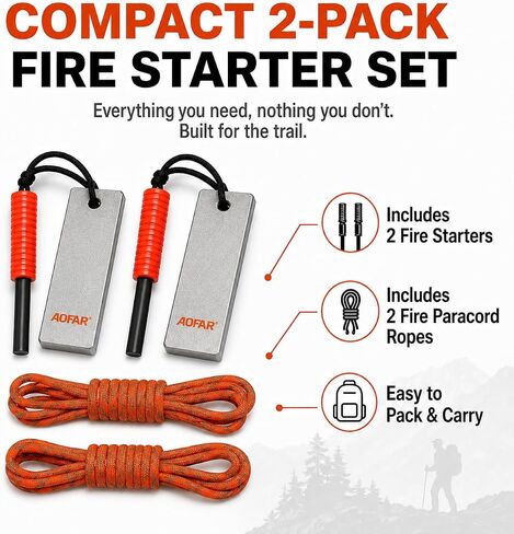 Magnesium Fire Starter 2-Pack, Hiking, Hunting and Backpacking in Saudi Arabia