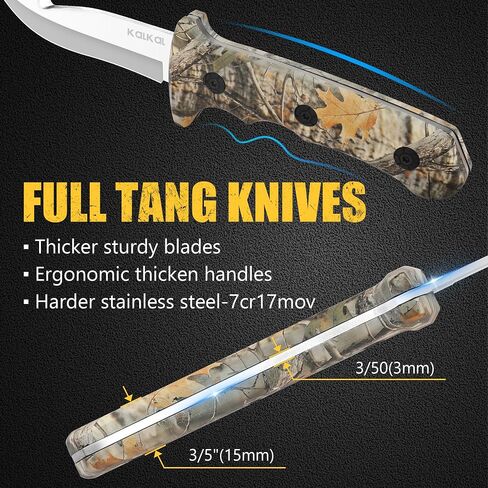 Kalkal 8 Pieces Hunting Knives Sharp Hunting Knife Set, Full Tang Handle Field Dressing Kit for Deer Hunting Season Camping Survival, for Hunter in Saudi Arabia