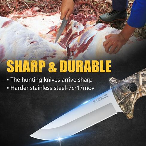 Kalkal 8 Pieces Hunting Knives Sharp Hunting Knife Set, Full Tang Handle Field Dressing Kit for Deer Hunting Season Camping Survival, for Hunter in Saudi Arabia