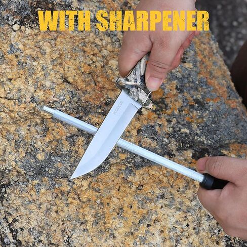 Kalkal 8 Pieces Hunting Knives Sharp Hunting Knife Set, Full Tang Handle Field Dressing Kit for Deer Hunting Season Camping Survival, for Hunter in Saudi Arabia