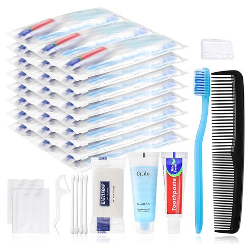 100 Kits Basic Toiletry Kits Travel Personal Hygiene Kit Bulk(10-IN-1) in Kuwait