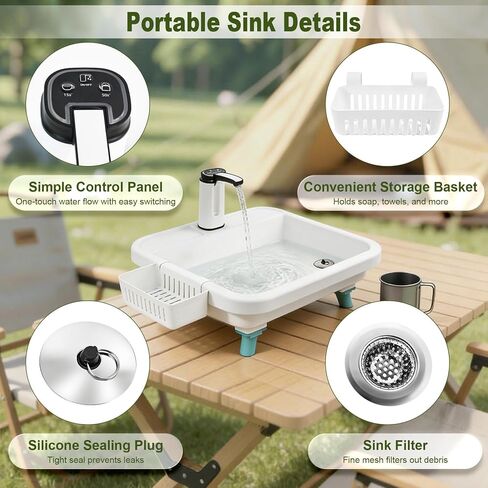 Portable Sink for Camping, Outdoor Wash Station with Electronic Faucet in Saudi Arabia