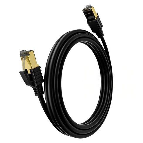 Cat 7 Ethernet Network Patch Cable - 6ft, Stranded, 600MHz, 26AWG, Pure Bare Copper, Flexboot Shielded Category 7 Ethernet Cord, Black in Saudi Arabia