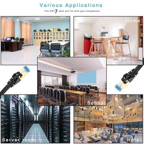 Cat 7 Ethernet Network Patch Cable - 6ft, Stranded, 600MHz, 26AWG, Pure Bare Copper, Flexboot Shielded Category 7 Ethernet Cord, Black in Saudi Arabia