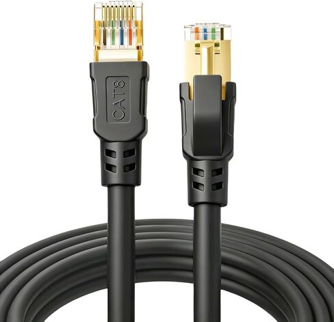 DDMALL Cat 8 Ethernet Cable 33FT, 40Gbps Round Internet Cable (33ft, Black) in Kuwait