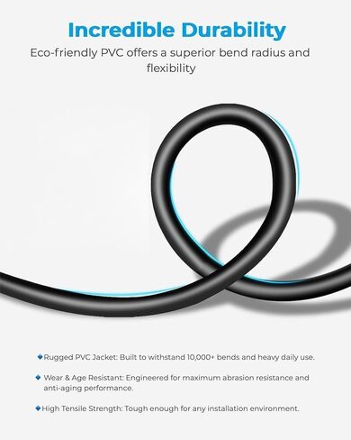 DDMALL Cat 8 Ethernet Cable 33FT, 40Gbps Round Internet Cable (33ft, Black) in Kuwait
