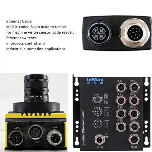 Ethernet Cable Adapter for Cognex in-Sight 2000 7000 8000 9000 Basler Baumer Camera Sensor Barcode Reader, 8 Pin X-Coded M12 to RJ45 CAT-7e 2M in Saudi Arabia