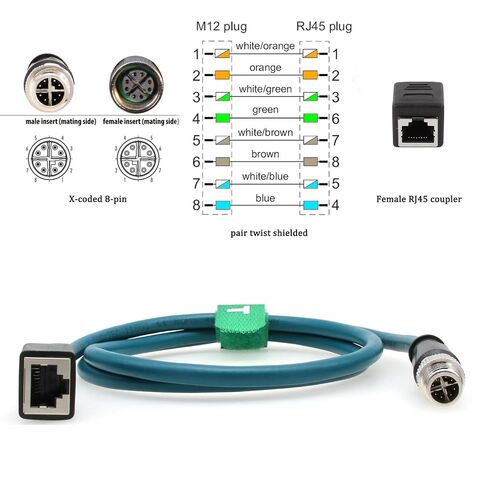 Ethernet Cable Adapter for Cognex in-Sight 2000 7000 8000 9000 Basler Baumer Camera Sensor Barcode Reader, 8 Pin X-Coded M12 to RJ45 CAT-7e 2M in Saudi Arabia