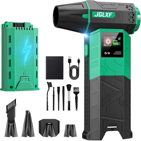 Electric Air Duster Upgraded, 130000RPM Gear Adjustable Compressed Air Duster, 4000mAh Removable Battery, Cordless Air Blower Electric Cleaner Kit for PC/Keyboard/Car, Replaces Compressed Air Cans in Kuwait