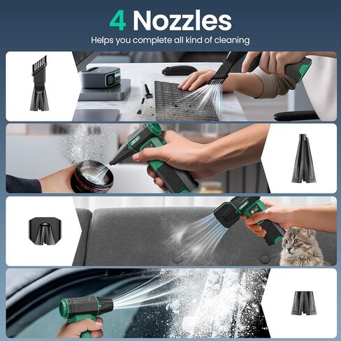 Electric Air Duster Upgraded, 130000RPM Gear Adjustable Compressed Air Duster, 4000mAh Removable Battery, Cordless Air Blower Electric Cleaner Kit for PC/Keyboard/Car, Replaces Compressed Air Cans in Kuwait