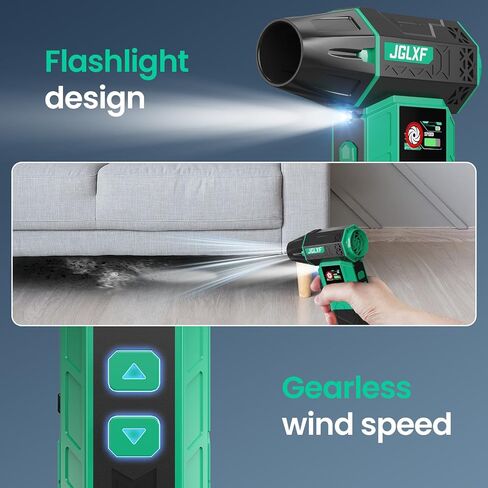Electric Air Duster Upgraded, 130000RPM Gear Adjustable Compressed Air Duster, 4000mAh Removable Battery, Cordless Air Blower Electric Cleaner Kit for PC/Keyboard/Car, Replaces Compressed Air Cans in Kuwait