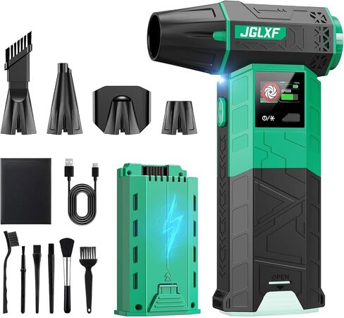Electric Air Duster Upgraded, 130000RPM Gear Adjustable Compressed Air Duster, 4000mAh Removable Battery, Cordless Air Blower Electric Cleaner Kit for PC/Keyboard/Car, Replaces Compressed Air Cans in Kuwait