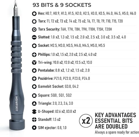 HowFixit PRO MAX 106-in-1 Precision Screwdriver Set for iPhone, Smartphone, MacBook, Laptop, Tablet, Camera, Switch, PS5, Xbox, Game Console & Controller Repair in Kuwait