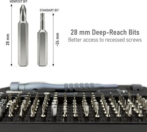HowFixit PRO MAX 106-in-1 Precision Screwdriver Set for iPhone, Smartphone, MacBook, Laptop, Tablet, Camera, Switch, PS5, Xbox, Game Console & Controller Repair in Kuwait