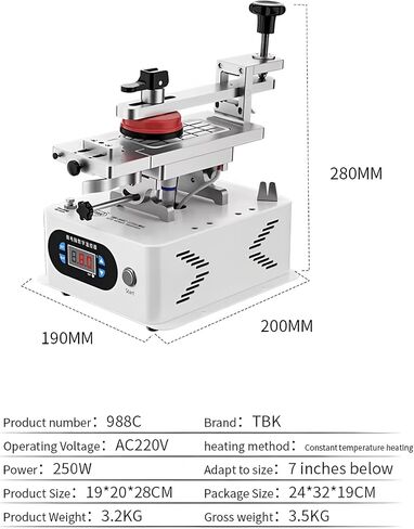 TBK 988C فاصل LCD لإصلاح شاشة الهاتف المحمول المنحنية مع مضخة مزدوجة آلة تفكيك الفصل الفراغي in Kuwait